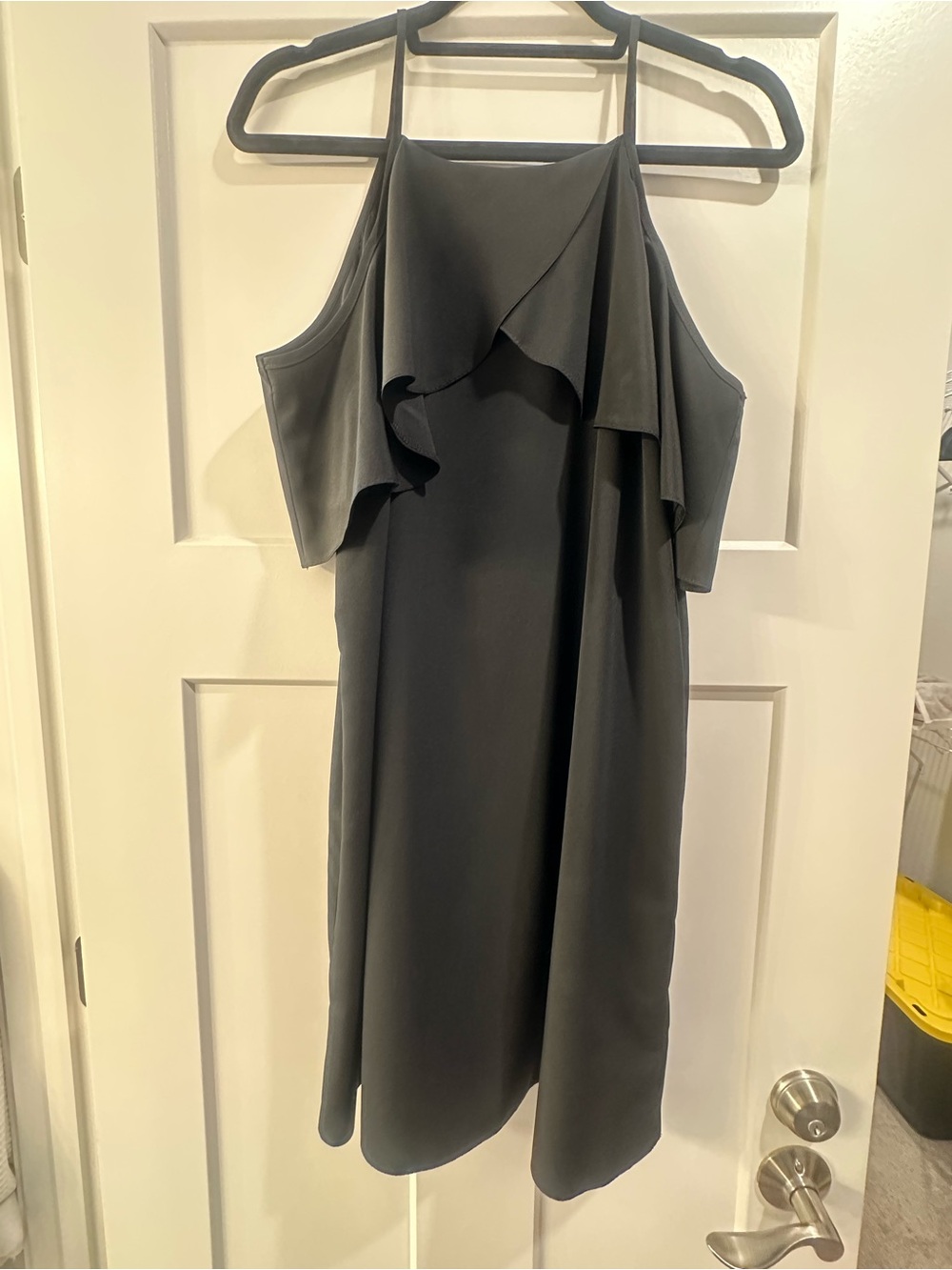Women’s Black Ruffle Cold-Shoulder Dress